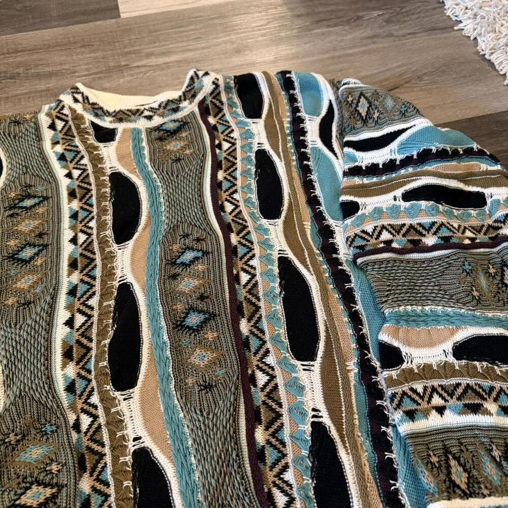 vintage tundra coogi style 3D knit sweater 90s M